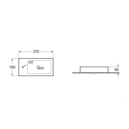 Раковина керамическая Vincea VBS-133L, 370*180*90, цвет белый