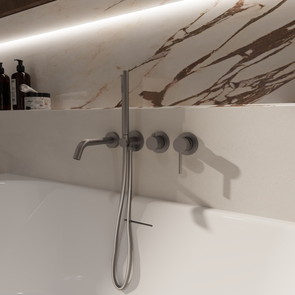 Смеситель для ванны Groove VBTW-4G1GM, встраиваемый, вороненая сталь