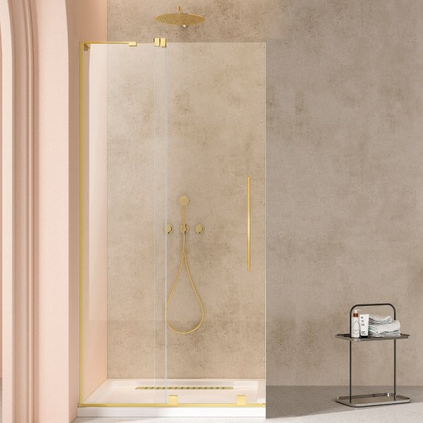 Душевая перегородка Волк-Ин (Walk-In) VSW-4WSL120CLG-L, левая, 1200*2000, брашир. золото, стекло прозрачное