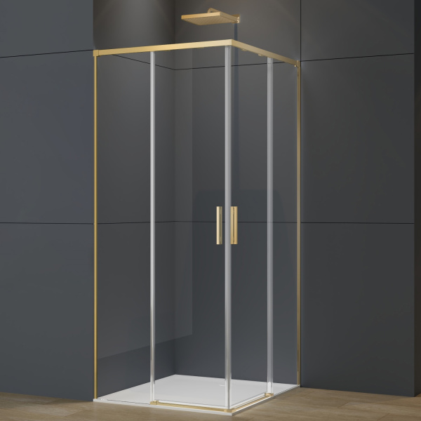 Душевой уголок Софт 2 (Soft 2) VSS-3SO2900CLG, 900*900, брашированное золото, стекло прозрачное