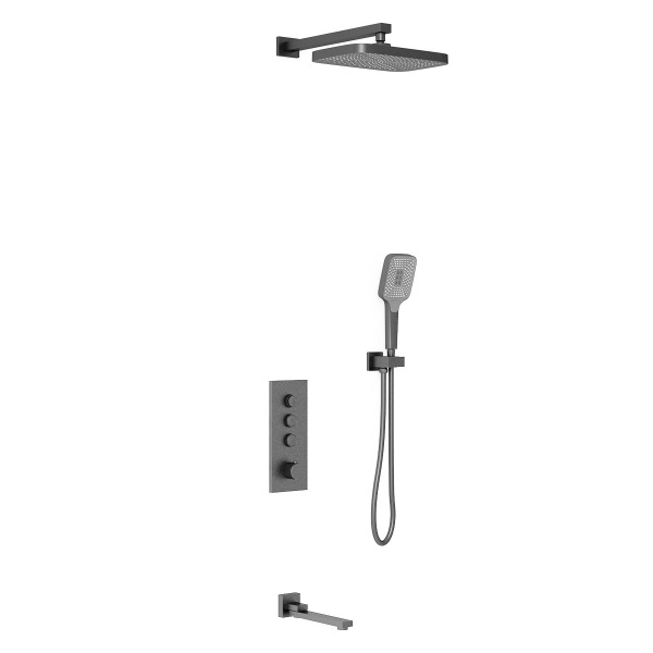 Душевой комплект VSFW-433T1GM встраиваемый, термостатический, трехрежимный, вороненая сталь