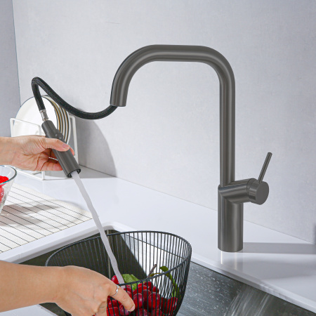 Смеситель для кухни Vincea VKF-107GM, вороненая сталь