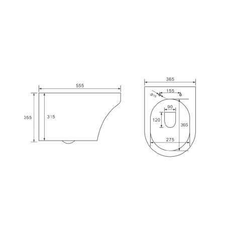 Унитаз подвесной безободковый Vincea Эдж-М (Edge-M) VT1-37, цвет белый, ультратонкое сиденье с плавным опусканием, Горизонтальный выпуск