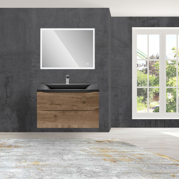 База под раковину Mia 800 подвесная, 2 выкатных ящик soft close, V.Oak
