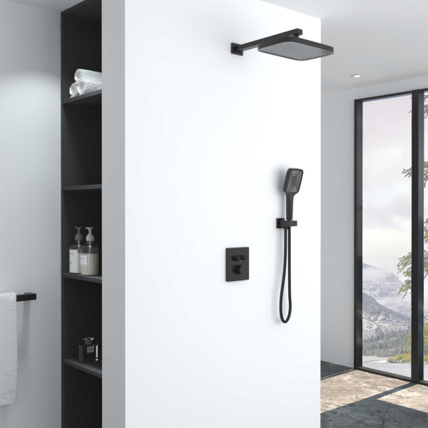 Душевой комплект VSFW-321MT1MB встраиваемый, термостатический, двухрежимный, черный
