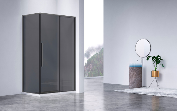 Душевой уголок Слим-Н (Slim-N) VSR-4SN8011CGGM, 1100*800, вороненая сталь, стекло тонированное