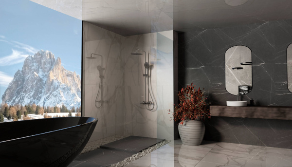 Душевая стойка Rondo VSFS-1R1GM с изливом, вороненая сталь