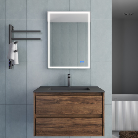 База под раковину Джио (Gio) 800 подвесная, 2 выкатных ящика микролифт, Дуб Чарльстон (C.Oak)