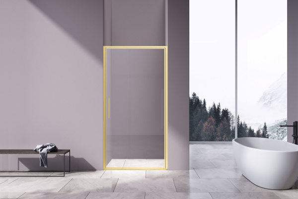 Душевая дверь Slim 8mm VDP-4SL100CLG, брашированное золото, стекло прозрачное Душевая дверь Slim 8mm VDP-4SL100CLG, брашированное золото, стекло прозрачное