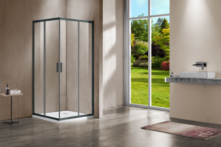 Душевой уголок Garda VSS-1G8010CLGM, 1000*800, вороненая сталь, стекло прозрачное