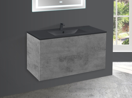 База под керамическую раковину Миа (Mia) 1000 подвесная, 2 выкатных ящика микролифт, Beton