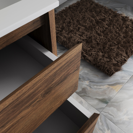 База под раковину Джио (Gio) 600 подвесная, 2 выкатных ящика микролифт, Дуб Чарльстон (C.Oak)