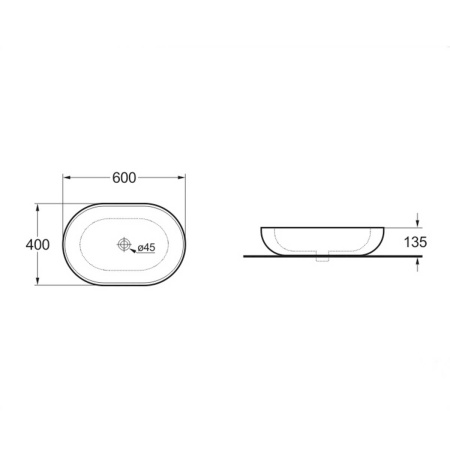 Раковина керамическая Vincea VBS-113, 600*400*135, цвет белый