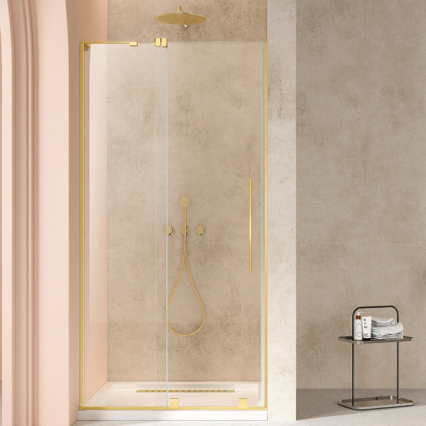 Душевая дверь Волк-Ин (Walk-In) VDS-4WSL120CLG-L, 1200, брашированное золото, стекло прозрачное, левая