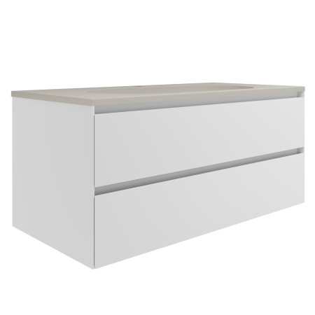 База под раковину Люка Софт-Тач (Luka Soft-Touch) 1000 подвесная, 2 выкатных ящика микролифт, матовый белый