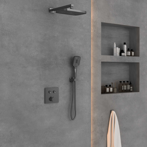 Душевой комплект VSFW-4211GM встраиваемый, двухрежимный, вороненая сталь