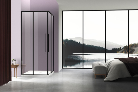 Душевой уголок Слим-Н (Slim-N) VSS-4SN9010CLB, 1000*900, черный, стекло прозрачное