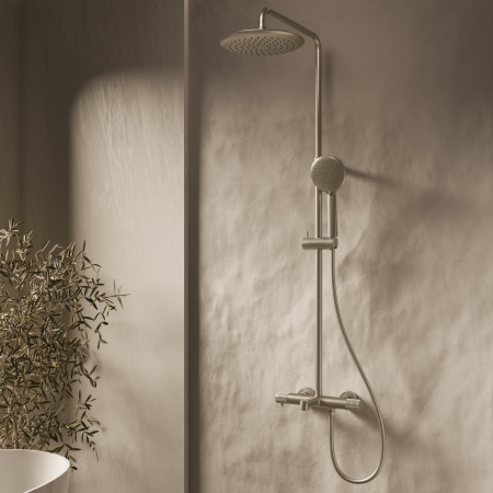 Душевая стойка Дизаер (Desire) VSFS-1D1TBN термостатическая с изливом, 25см верх душ, брашированный никель