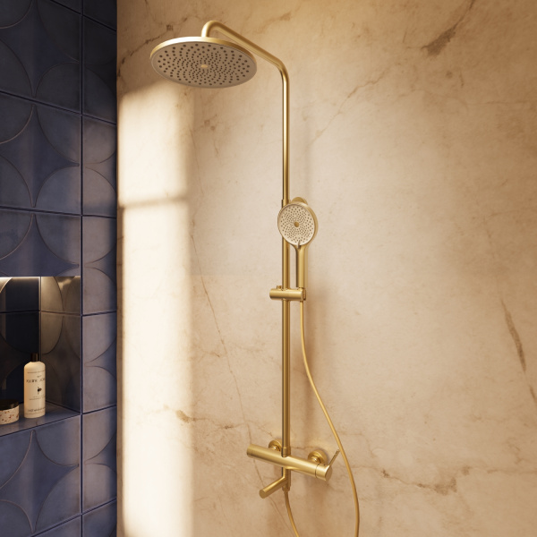 Душевая стойка Феерие (Feerie) VSFS-5FE1BG с изливом, брашированное золото