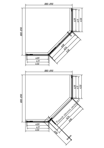 Душевой уголок Слим-Н (Slim-N) VSP-4SN900CL, 900*900, хром, стекло прозрачное