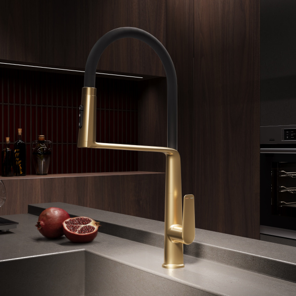 Смеситель для кухни Vincea VKF-118BG, брашированное золото