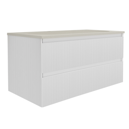 База под раковину Велле (Welle) 1000 подвесная, 2 выкатных ящика микролифт, Белый матовый софт-тач