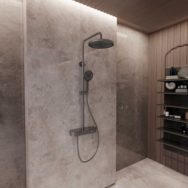 Душевая стойка VSFS-402GM, вороненая сталь