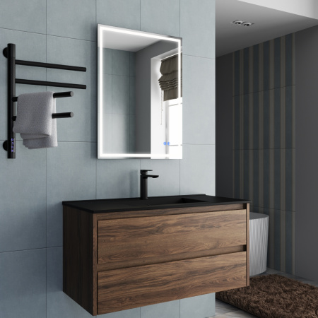 База под раковину Джио (Gio) 1000 подвесная, 2 выкатных ящика микролифт, Дуб Чарльстон (C.Oak)