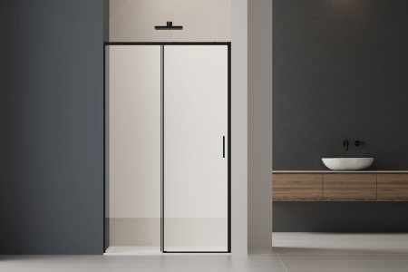 Душевая дверь Софт 2 (Soft 2) VDS-3SO2110CLB, 1100, черный, стекло прозрачное