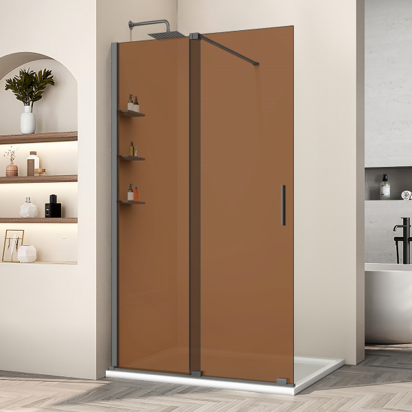 Душевая перегородка Walk-In VSW-1WSL120GSGM, 1200*2000, вороненая сталь, стекло янтарь Душевая перегородка Walk-In VSW-1WSL120GSGM, 1200*2000, вороненая сталь, стекло янтарь