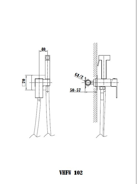 Гигиенический душ VHFW-102GM из латуни, со смесителем, вороненая сталь