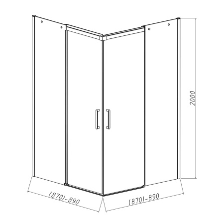 Душевой уголок Дайс (Dice) VSS-4D900CL, 900*900, хром, стекло прозрачное