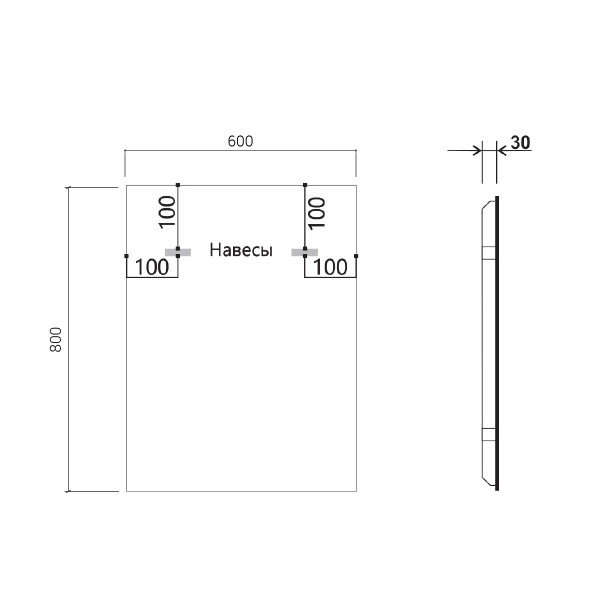 Зеркало LED VLM-3VN600B 600х800 c сенсорным выключателем и диммером