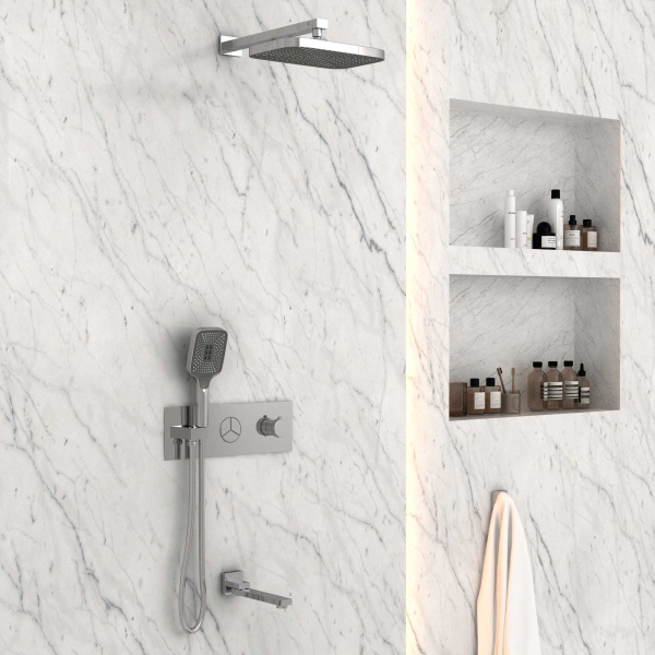 Душевой комплект VSFW-432T1CH встраиваемый, термостатический, трехрежимный, хром