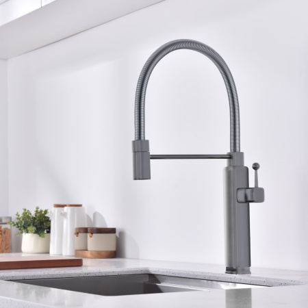 Смеситель для кухни Vincea VKF-101GM, вороненая сталь