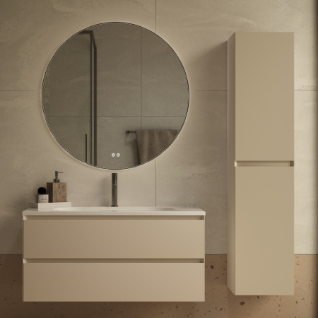 База под раковину Люка Софт-Тач (Luka Soft-Touch) 1000 подвесная, 2 выкатных ящика микролифт, матовый бежевый