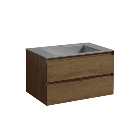 База под раковину Люка (Luka) 800 подвесная, 2 выкатных ящика микролифт, Дуб табак (T.Oak)