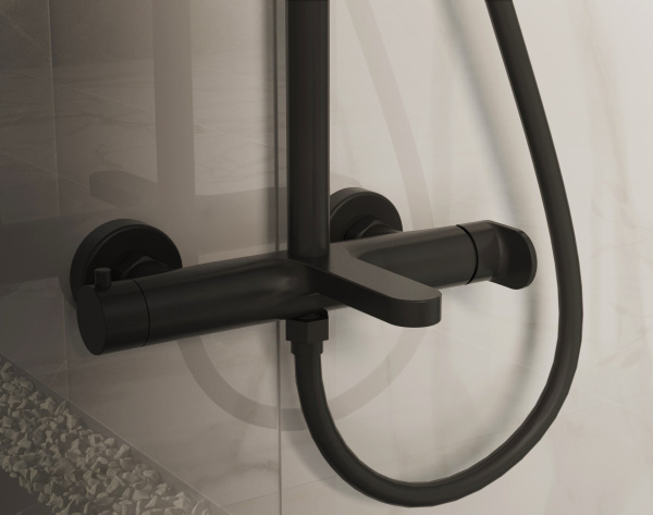 Душевая стойка Rondo VSFS-1R1MB с изливом, черный матовый