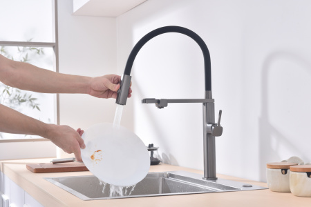 Смеситель для кухни Vincea VKF-119GM, вороненая сталь