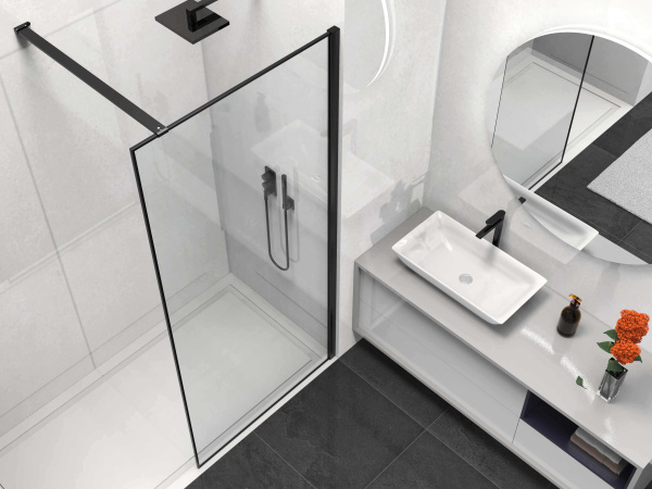 Душевая перегородка Walk-In VSW-1HS800CLB, 800*2000,черный матовый, стекло прозрачное Душевая перегородка Walk-In VSW-1HS800CLB, 800*2000,черный матовый, стекло прозрачное