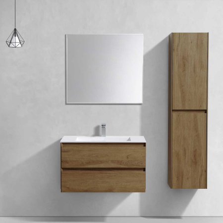 База под раковину Люка (Luka) 800 подвесная, 2 выкатных ящика микролифт, Дуб табак (T.Oak)