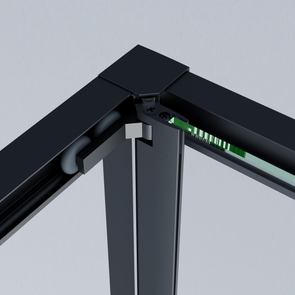 Душевая дверь Альфа (Alpha) VPSW-3AL100CLB, 1000, черный, стекло прозрачное