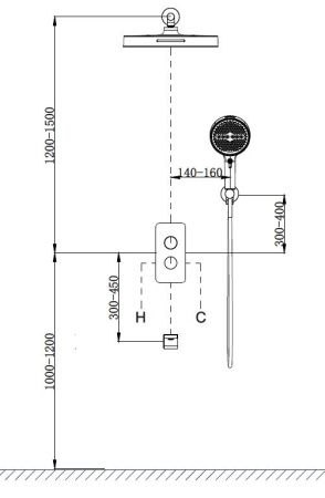 Душевой комплект Домус (Domus) VSFW-5DM1GM встраиваемый, 3 режима, вороненая сталь
