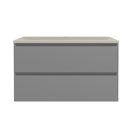 База под раковину Люка Софт-Тач (Luka Soft-Touch) 800 подвесная, 2 выкатных ящика микролифт, серый матовый