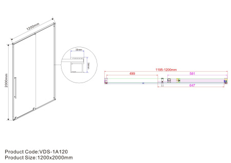 Душевая дверь Арно (Arno) VPS-1A120CGB, 1200, черный, стекло тонированное