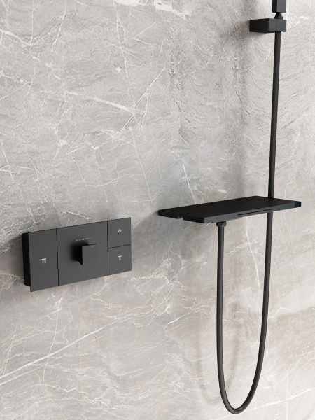 Душевой комплект Futura VSFW-2F11TMB термостатический встраиваемый, 3 режима, черный