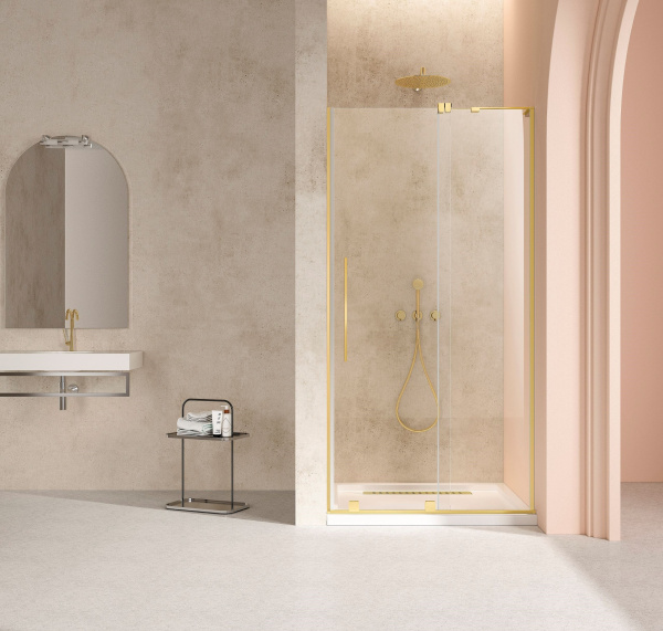 Душевая дверь Волк-Ин (Walk-In) VDS-4WSL120CLG-R, 1200, брашированное золото, стекло прозрачное, правая