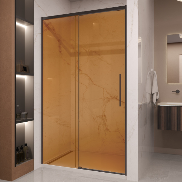 Душевая дверь Stella VDS-1ST120GSB, 1200, черный, стекло янтарь Душевая дверь Stella VDS-1ST120GSB, 1200, черный, стекло янтарь