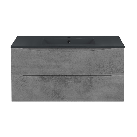 База под керамическую раковину Миа (Mia) 1000 подвесная, 2 выкатных ящика микролифт, Beton