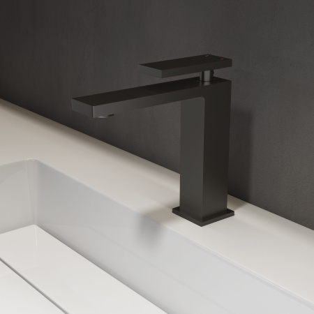 Смеситель для раковины Дайс (Dice) VBF-2DS1MB однорычажный, черный матовый